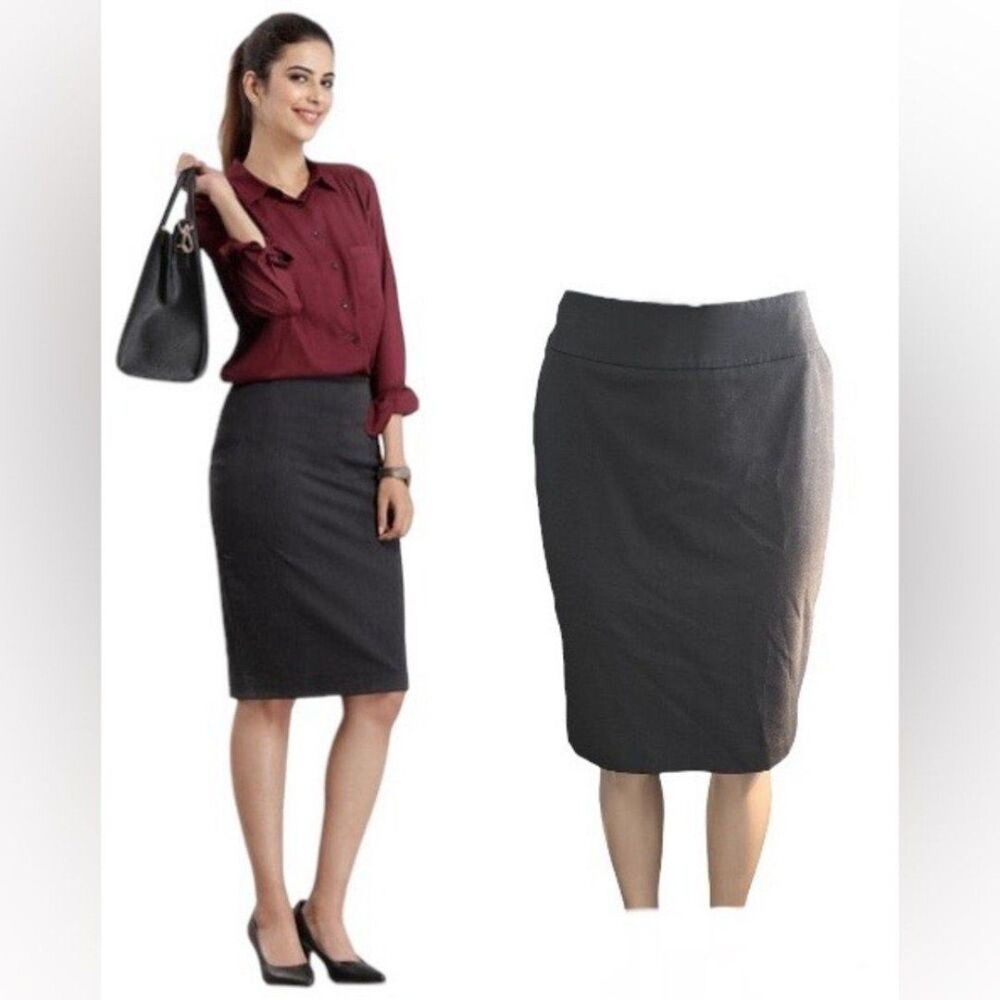 Nine West Dark Gray Knee Length Suit Style Pencil Skirt Size 8